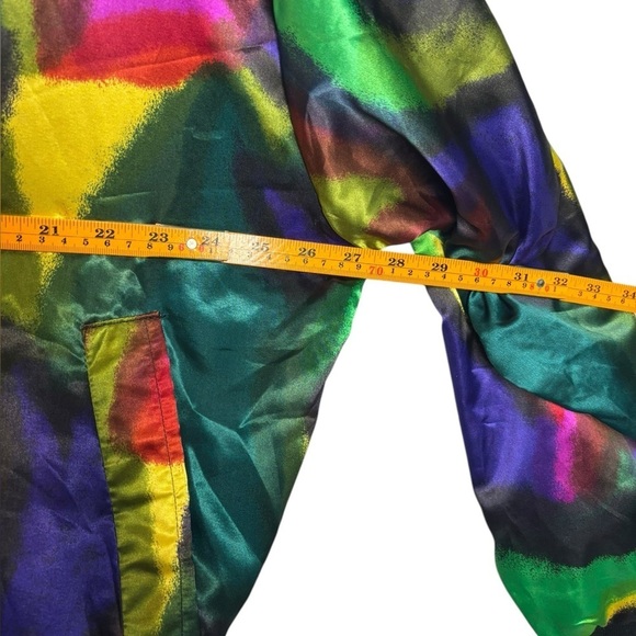 Vintage 80s Psychedelic Artsy Multicolor Bomber Jacket Power Gear OS - Picture 8 of 10
